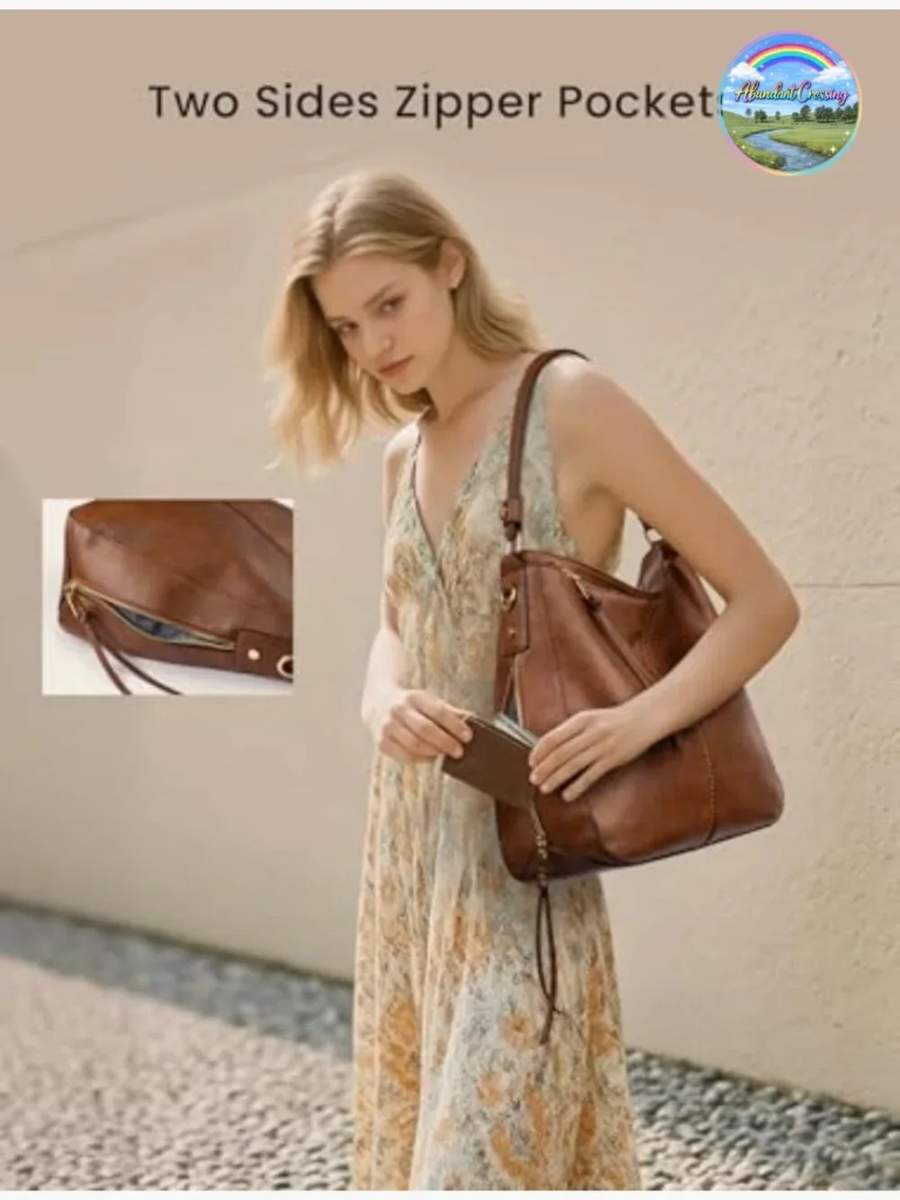 Faux Leather Hobo Crossbody Bag Large Capacity Shoulder Purse